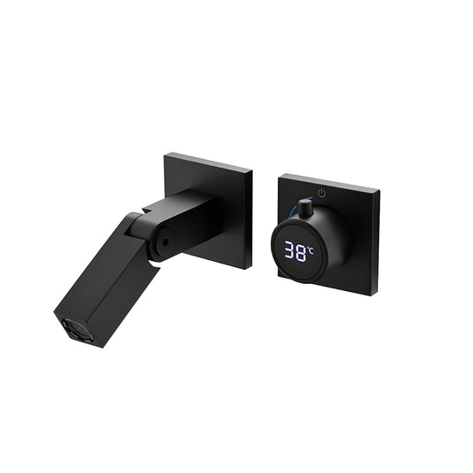 Fontana Rocroi Digital Display Single Handle Wall Mounted Black Faucet