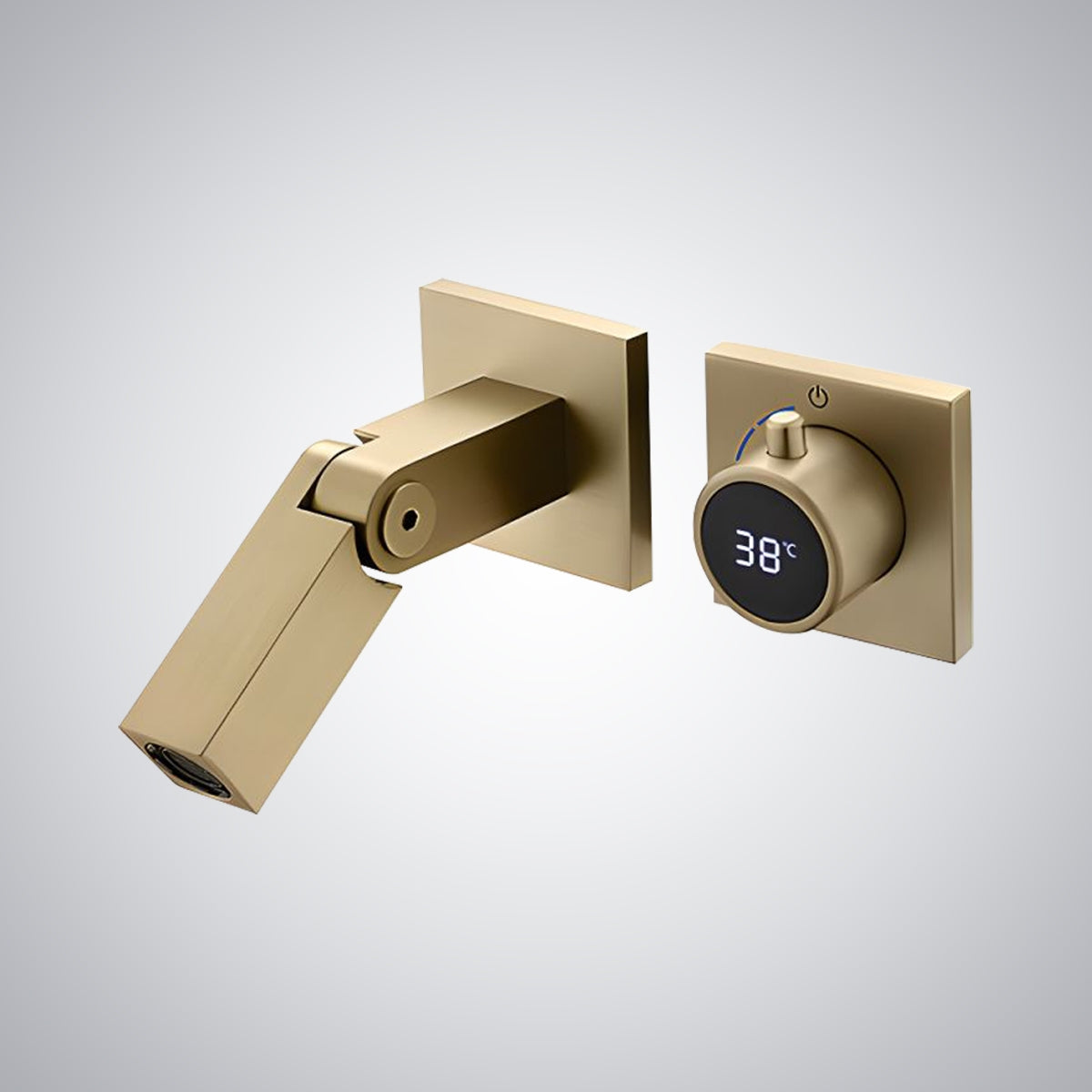 Fontana Rocroi Digital Display Single Handle Wall Mounted Brushed Gold Faucet