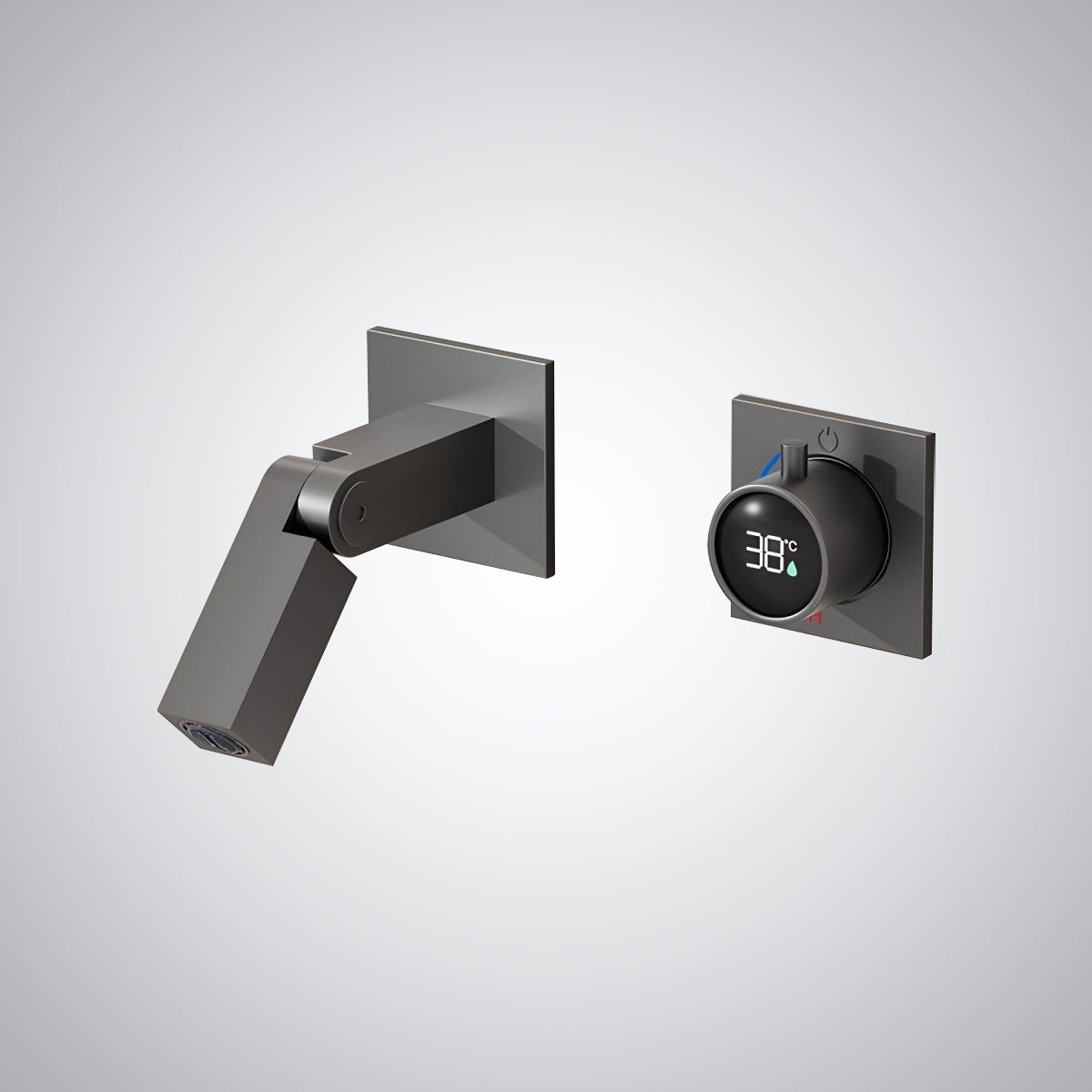 Fontana Rocroi Digital Display Single Handle Wall Mounted Brushed Gray Faucet