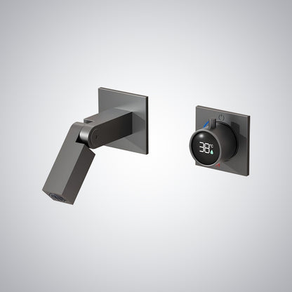 Fontana Rocroi Digital Display Single Handle Wall Mounted Brushed Gray Faucet