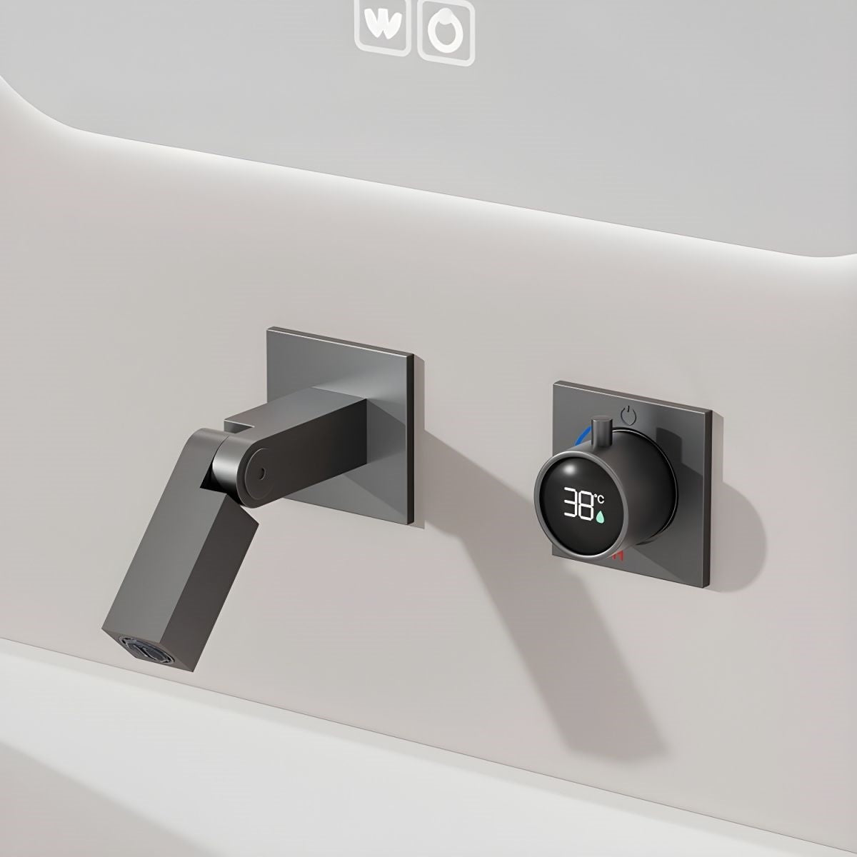 Fontana Rocroi Digital Display Single Handle Wall Mounted Brushed Gray Faucet