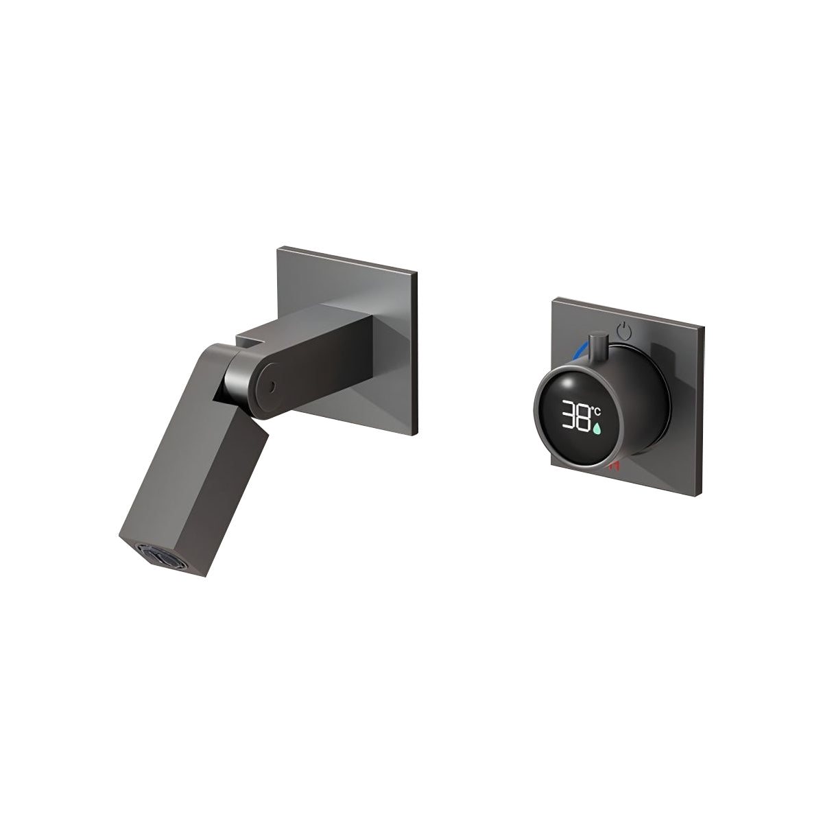 Fontana Rocroi Digital Display Single Handle Wall Mounted Brushed Gray Faucet