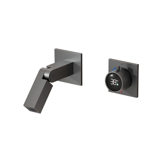 Fontana Rocroi Digital Display Single Handle Wall Mounted Brushed Gray Faucet