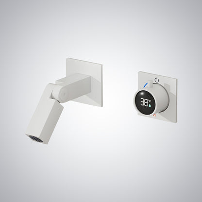 Fontana Rocroi Digital Display Single Handle Wall Mounted White Faucet