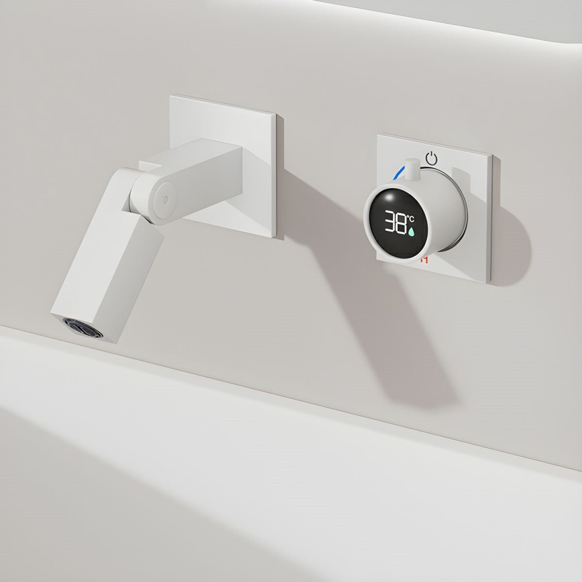 Fontana Rocroi Digital Display Single Handle Wall Mounted White Faucet
