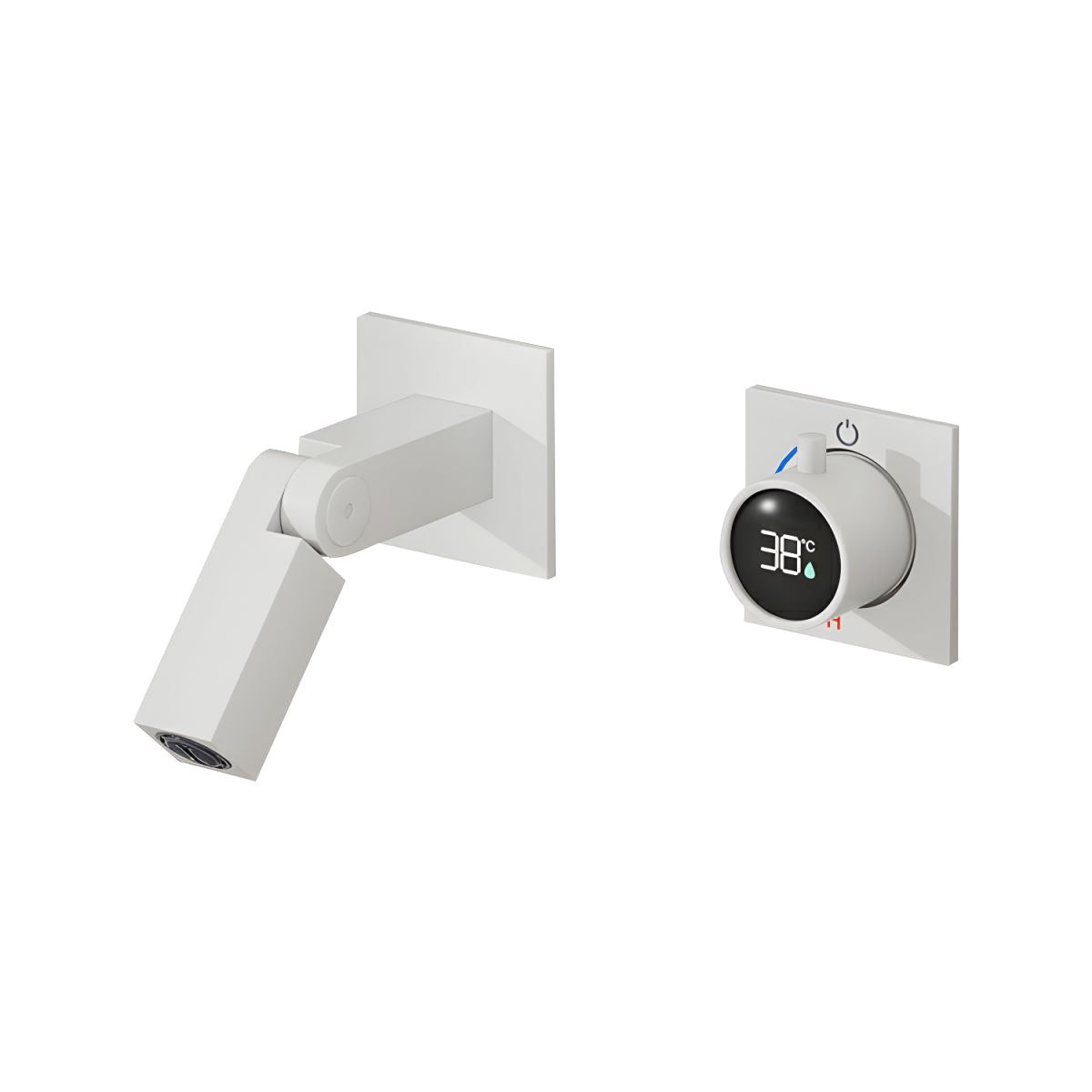 Fontana Rocroi Digital Display Single Handle Wall Mounted White Faucet