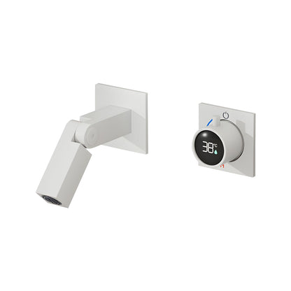 Fontana Rocroi Digital Display Single Handle Wall Mounted White Faucet