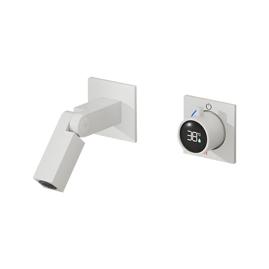 Fontana Rocroi Digital Display Single Handle Wall Mounted White Faucet