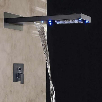 Fontana Romo LED Color Changes Single Handle Dark Oil Rubbed Bronze Rainfall Shower Set