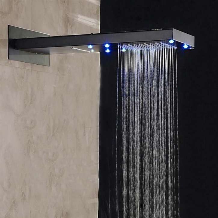 Fontana Romo LED Color Changes Single Handle Dark Oil Rubbed Bronze Rainfall Shower Set