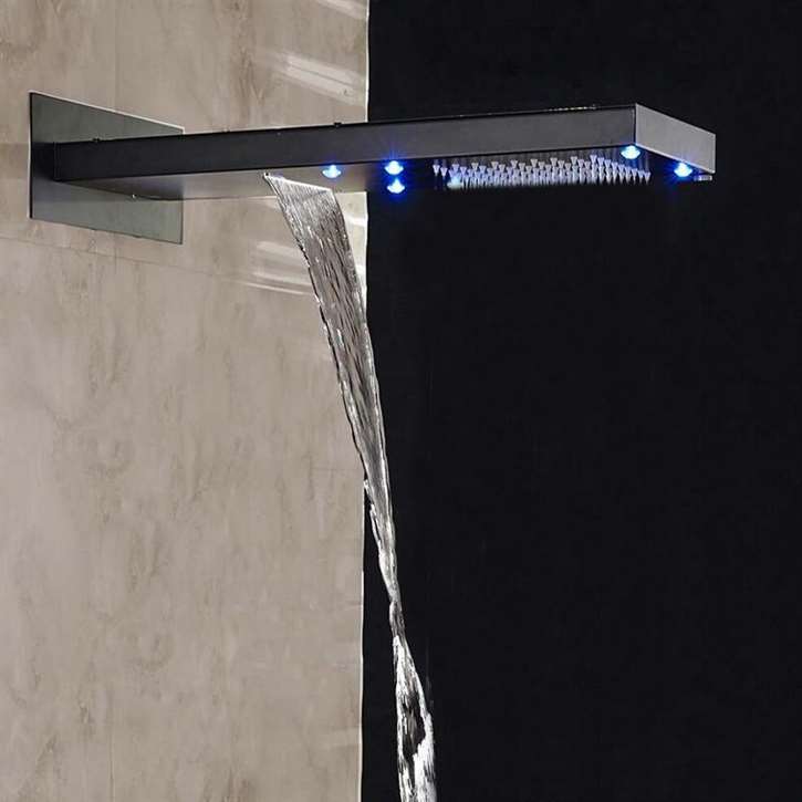 Fontana Romo LED Color Changes Single Handle Dark Oil Rubbed Bronze Rainfall Shower Set