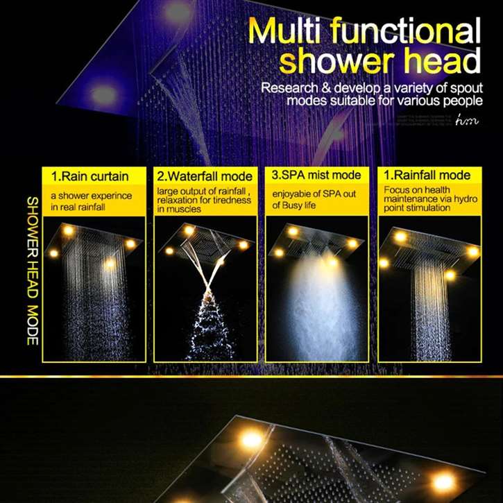 Fontana Sénart Smart Multi Function Ceiling Mount Remote Controlled LED Shower Head