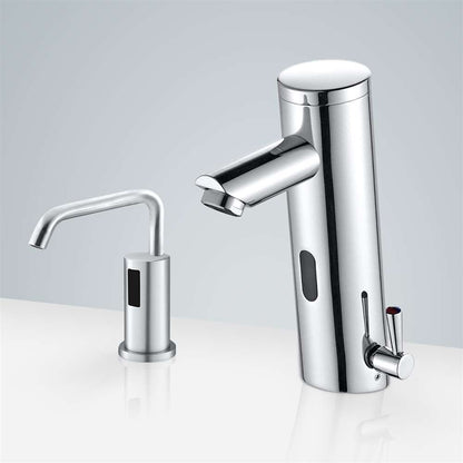 Fontana Sète Motion Sensor Chrome Faucet and Automatic Touchless Commercial Soap Dispenser