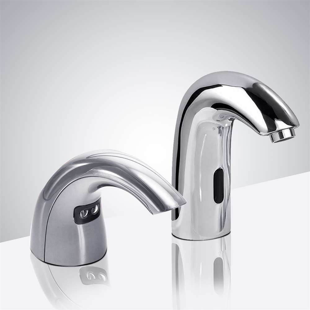 Fontana Sète Touchless Automatic Commercial Sensor Polished Chrome Faucet and Soap Dispenser