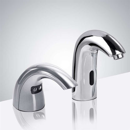Fontana Sète Touchless Automatic Commercial Sensor Polished Chrome Faucet and Soap Dispenser