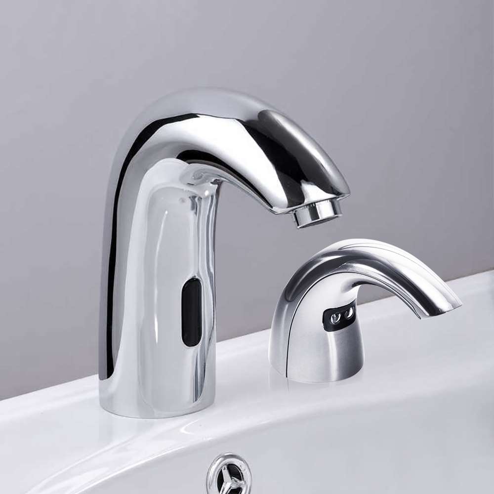 Fontana Sète Touchless Automatic Commercial Sensor Polished Chrome Faucet and Soap Dispenser