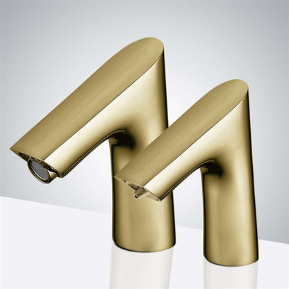 Fontana Sète Touchless Motion Sensor Light Brushed Gold Commecial Faucet and Sensor Deck Automatic Soap Dispenser