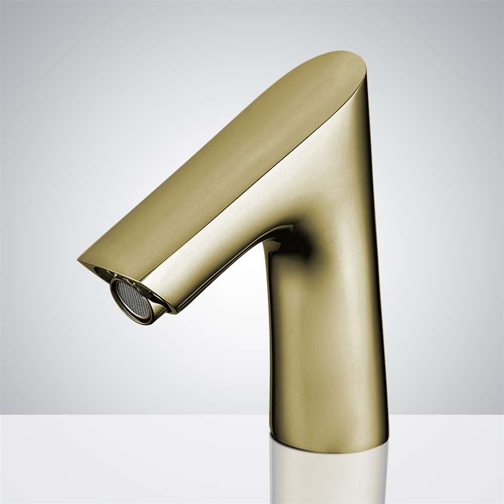 Fontana Sète Touchless Motion Sensor Light Brushed Gold Commecial Faucet and Sensor Deck Automatic Soap Dispenser