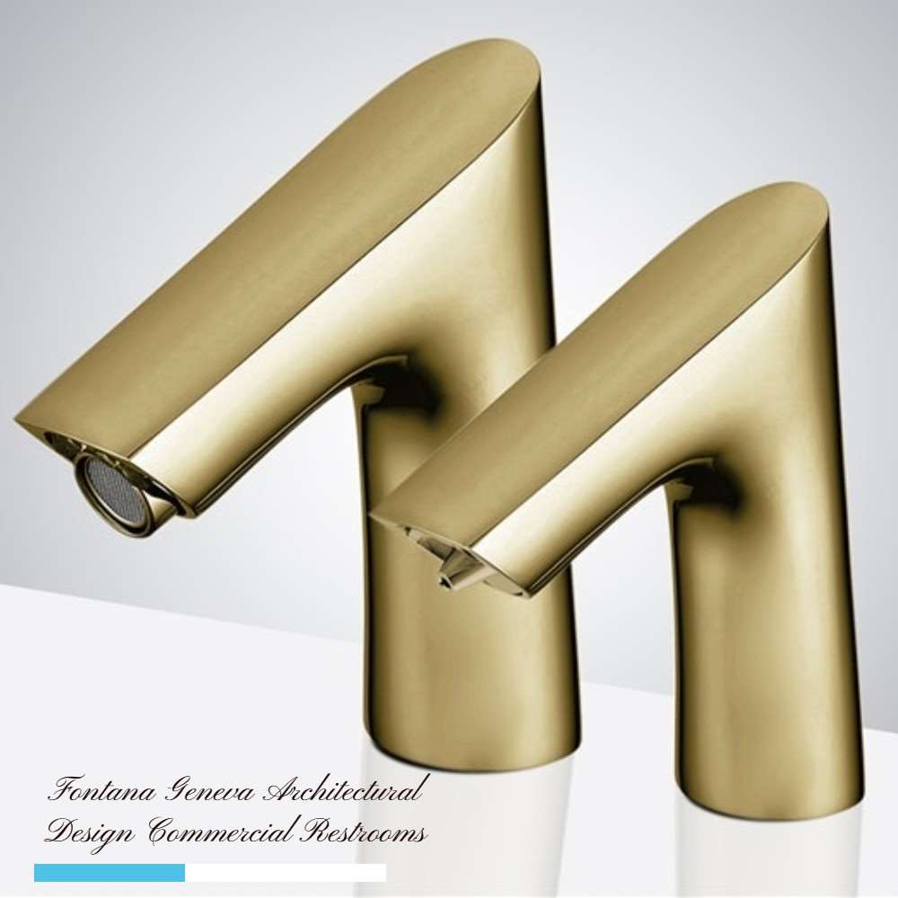 Fontana Sète Touchless Motion Sensor Light Brushed Gold Commecial Faucet and Sensor Deck Automatic Soap Dispenser