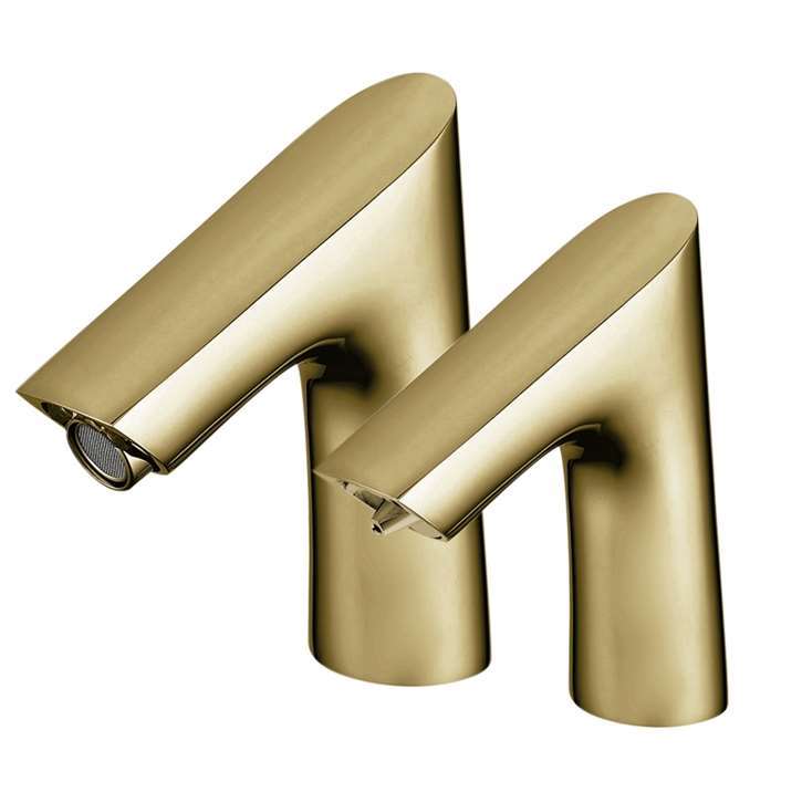 Fontana Sète Touchless Motion Sensor Light Brushed Gold Commecial Faucet and Sensor Deck Automatic Soap Dispenser