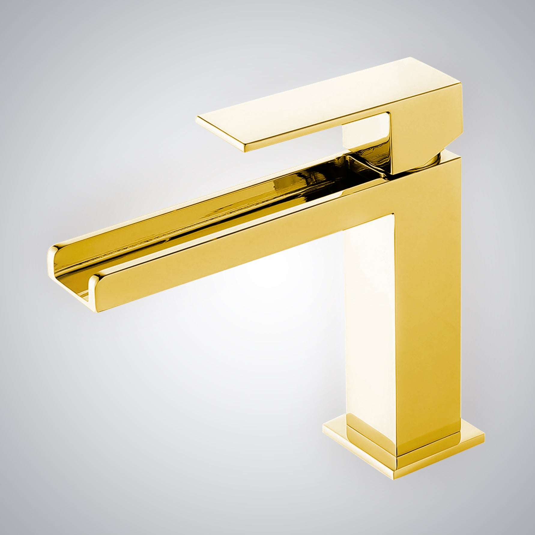 Fontana Seyne 1.2 GPM Thermostatic Waterfall Brass Gold Deck Mounted Basin Faucet