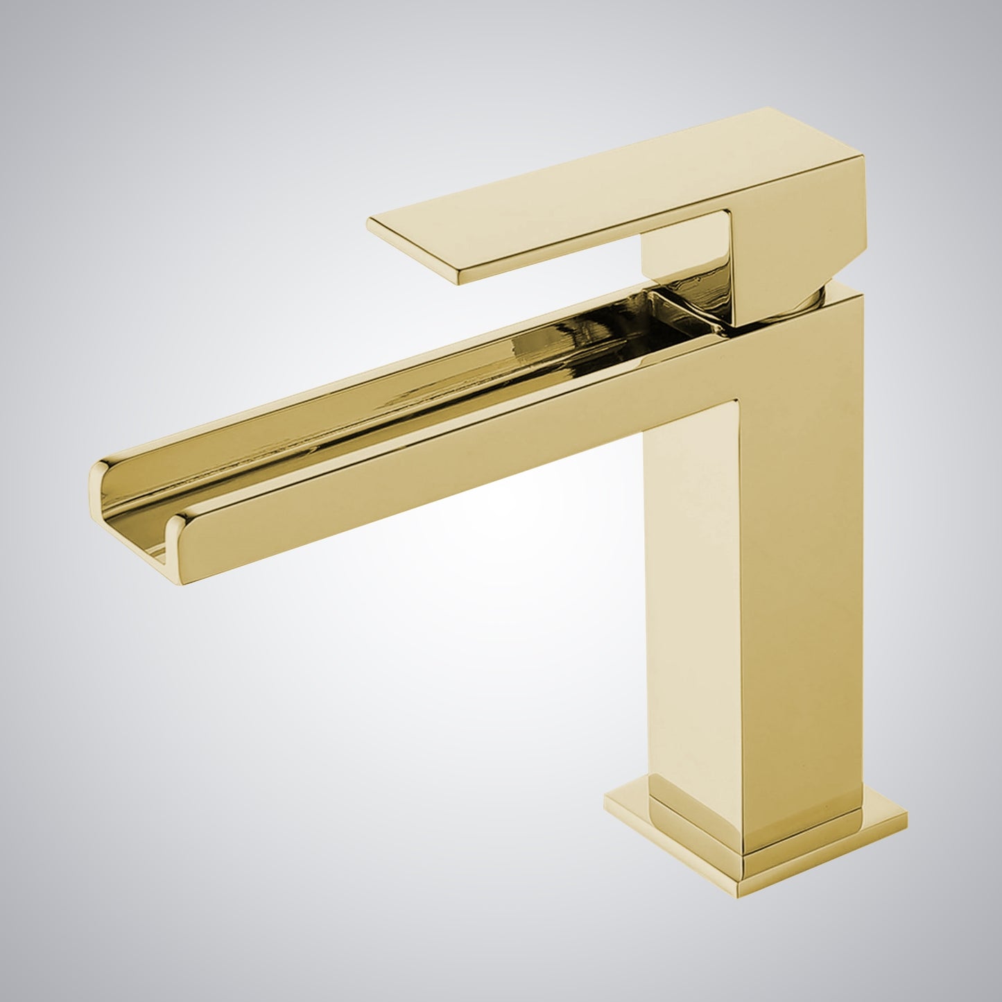 Fontana Seyne 1.2 GPM Thermostatic Waterfall Brushed Gold Deck Mounted Basin Faucet