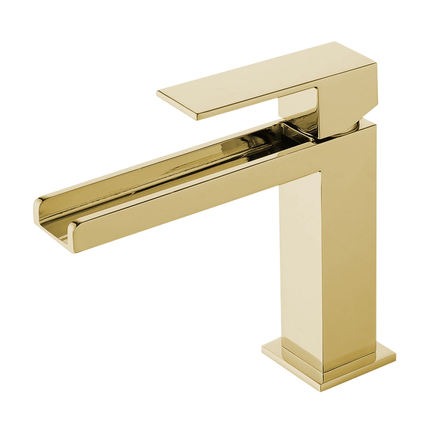 Fontana Seyne 1.2 GPM Thermostatic Waterfall Brushed Gold Deck Mounted Basin Faucet