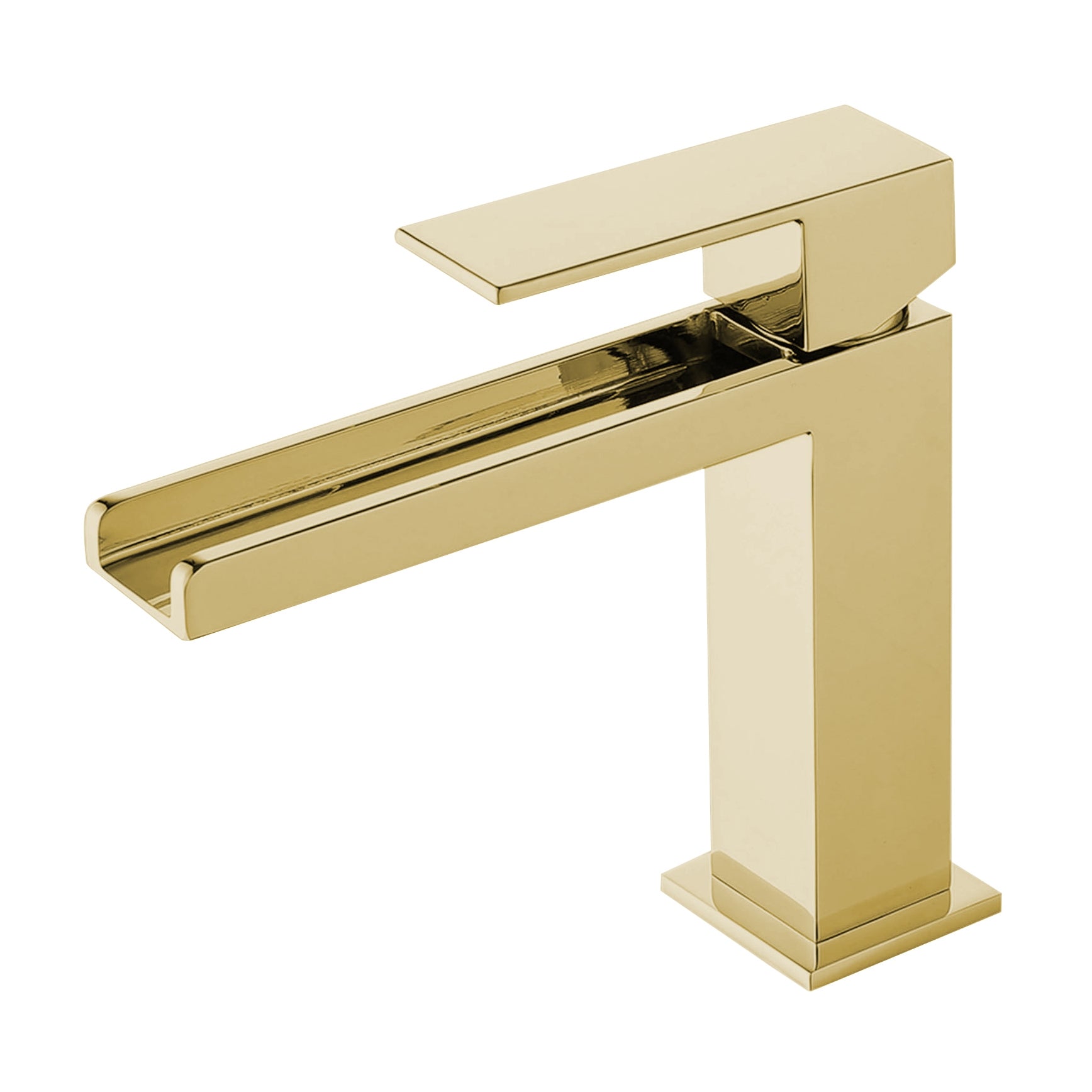 Fontana Seyne 1.2 GPM Thermostatic Waterfall Brushed Gold Deck Mounted Basin Faucet