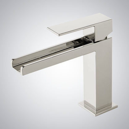Fontana Seyne 1.2 GPM Thermostatic Waterfall Brushed Nickel Deck Mounted Basin Faucet