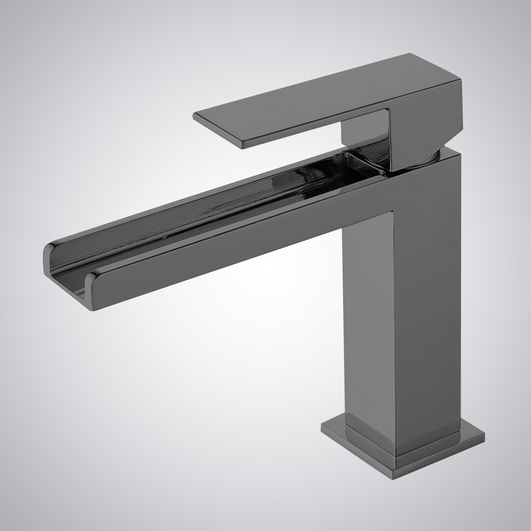 Fontana Seyne 1.2 GPM Thermostatic Waterfall Gun Metal Gray Deck Mounted Basin Faucet