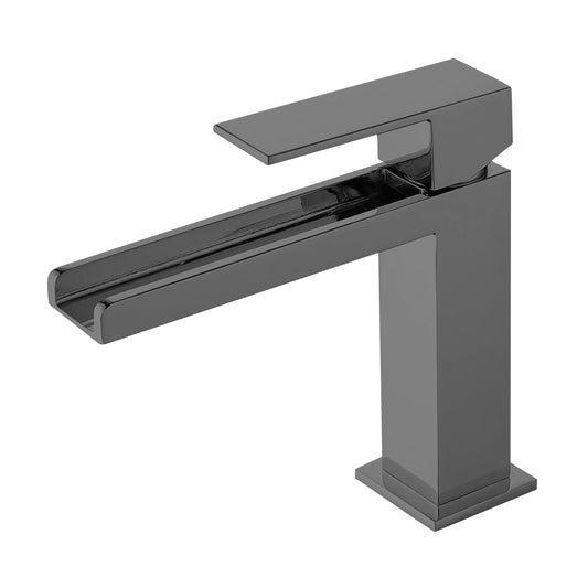 Fontana Seyne 1.2 GPM Thermostatic Waterfall Gun Metal Gray Deck Mounted Basin Faucet