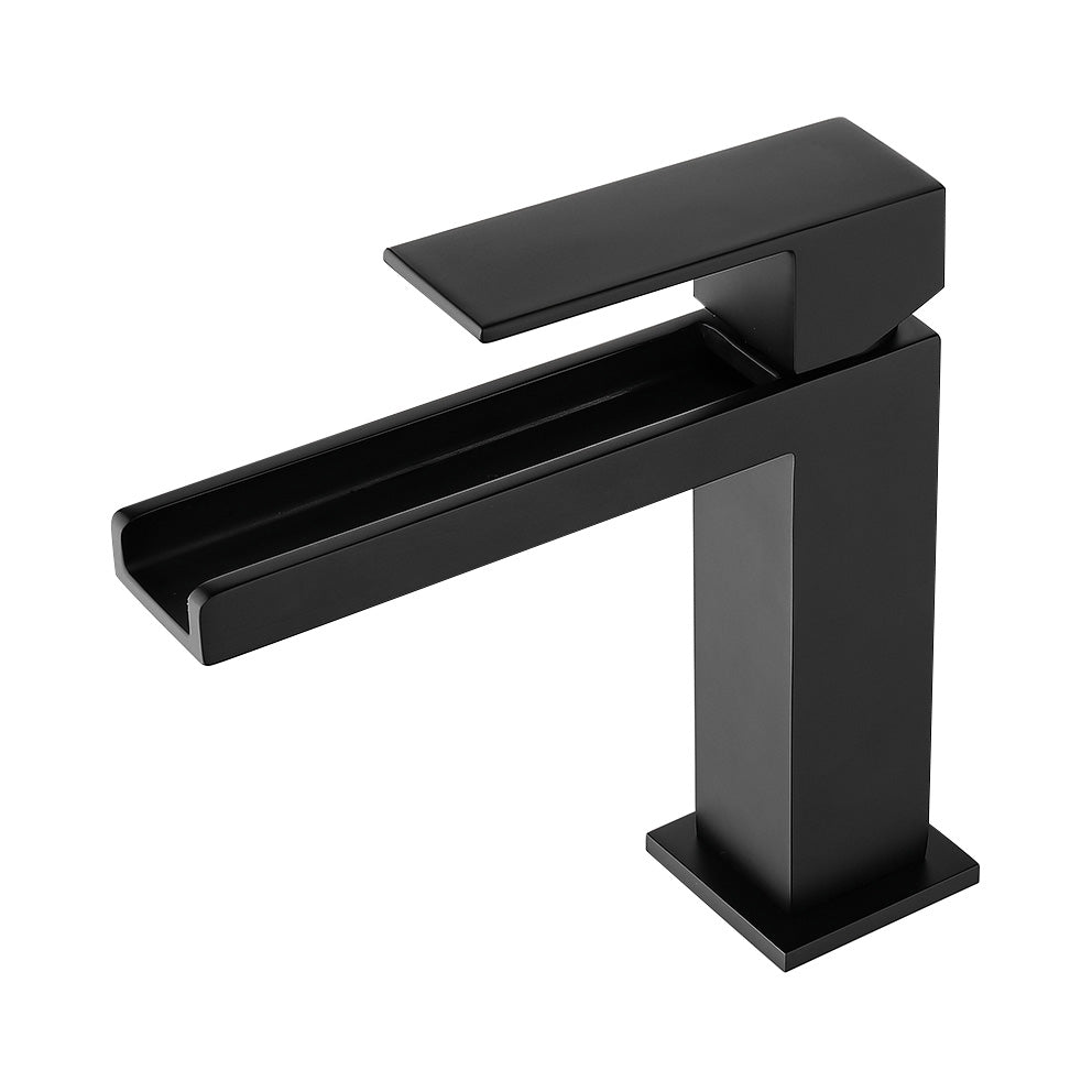 Fontana Seyne 1.2 GPM Thermostatic Waterfall Matte Black Deck Mounted Basin Faucet