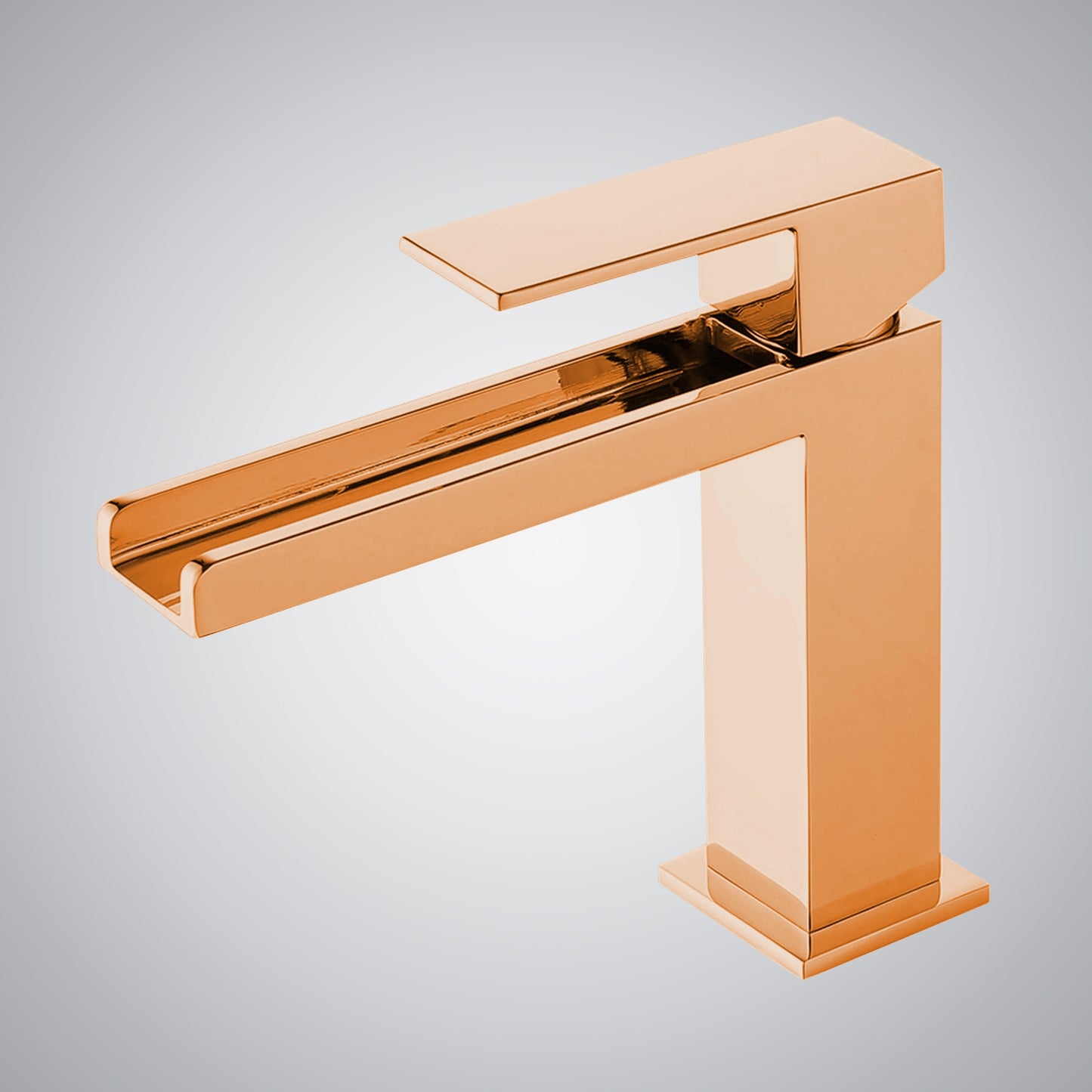 Fontana Seyne 1.2 GPM Thermostatic Waterfall Rose Gold Deck Mounted Basin Faucet
