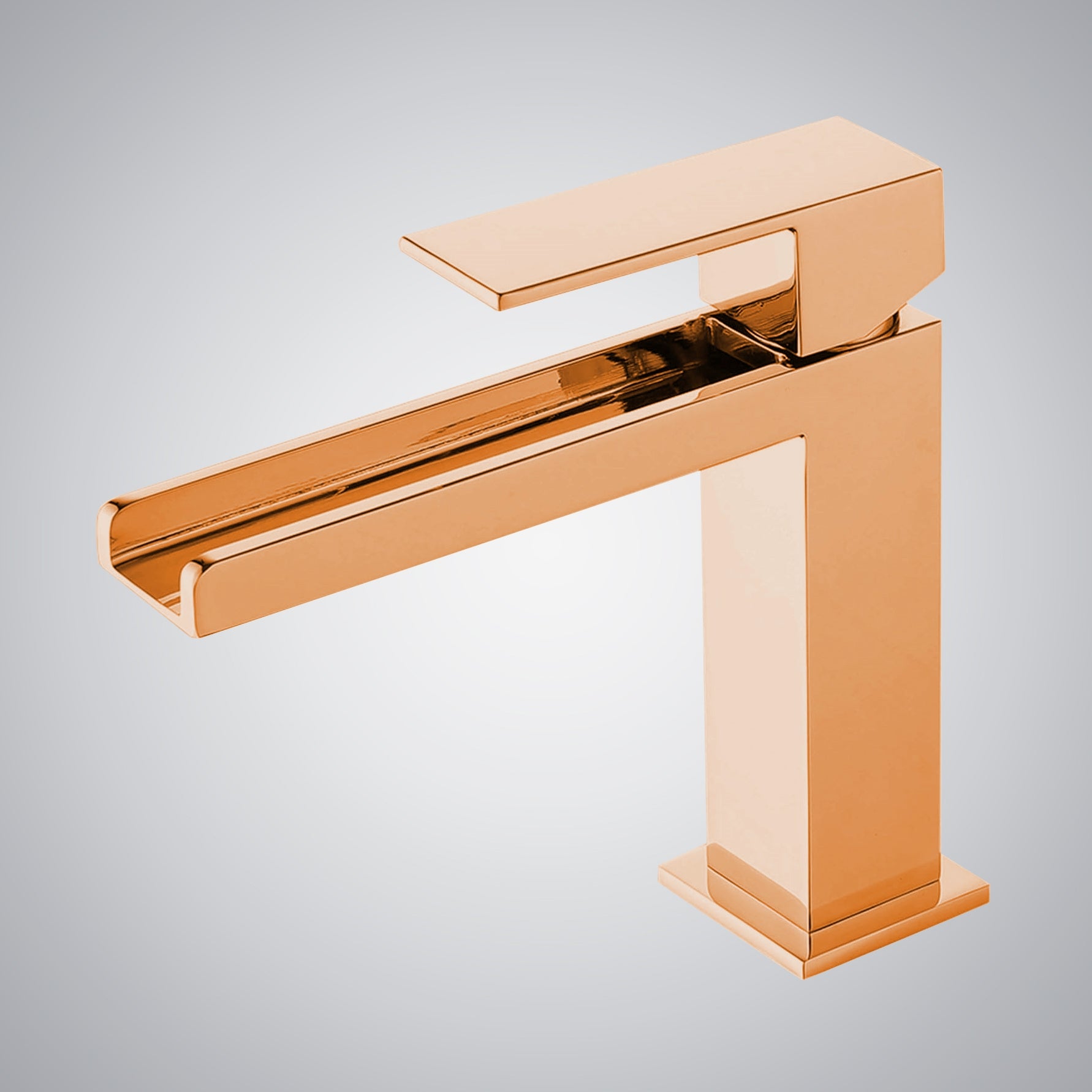 Fontana Seyne 1.2 GPM Thermostatic Waterfall Rose Gold Deck Mounted Basin Faucet