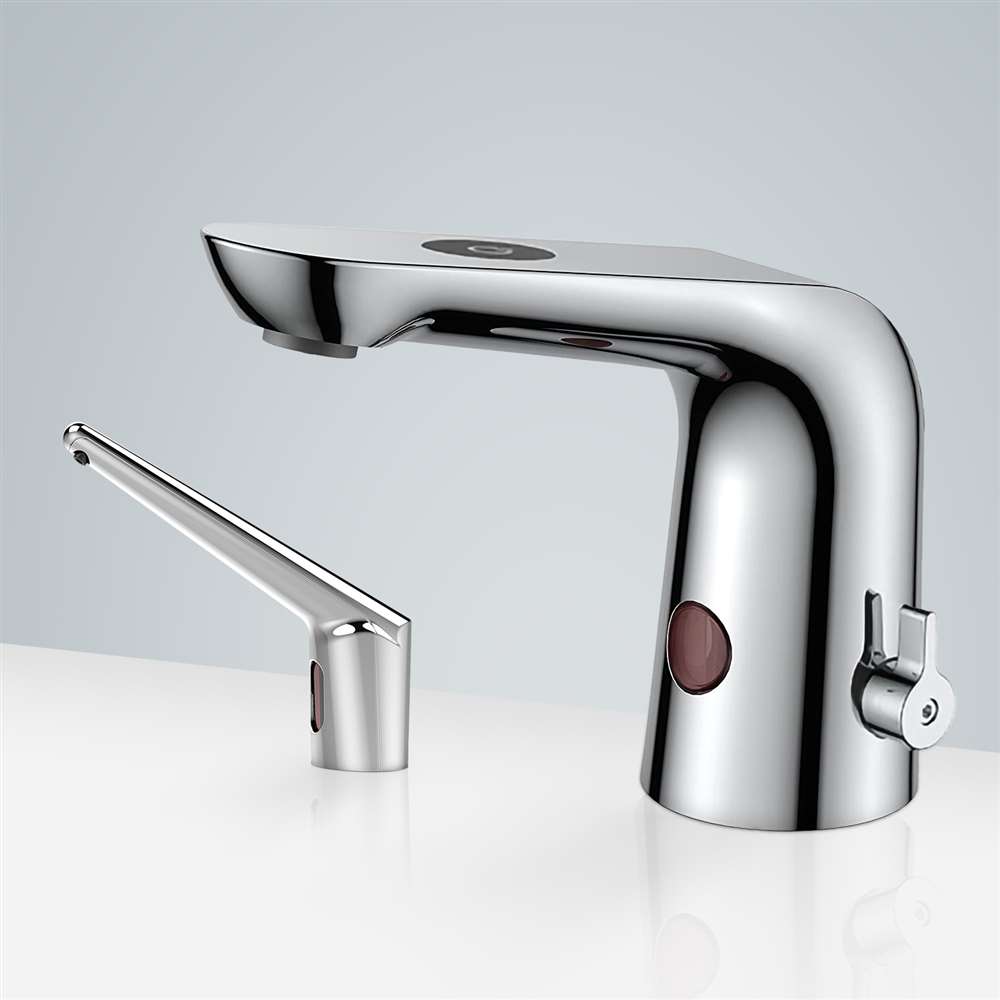 Fontana St. Gallen Motion Sensor Chrome Faucet and Automatic Deck Mount Soap Dispenser