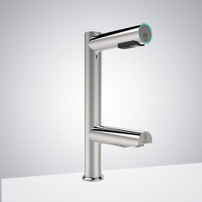 Fontana Stylish Deck Mounted Commercial Touchless Sensor Brushed Nickel Faucet and Hand Dryer