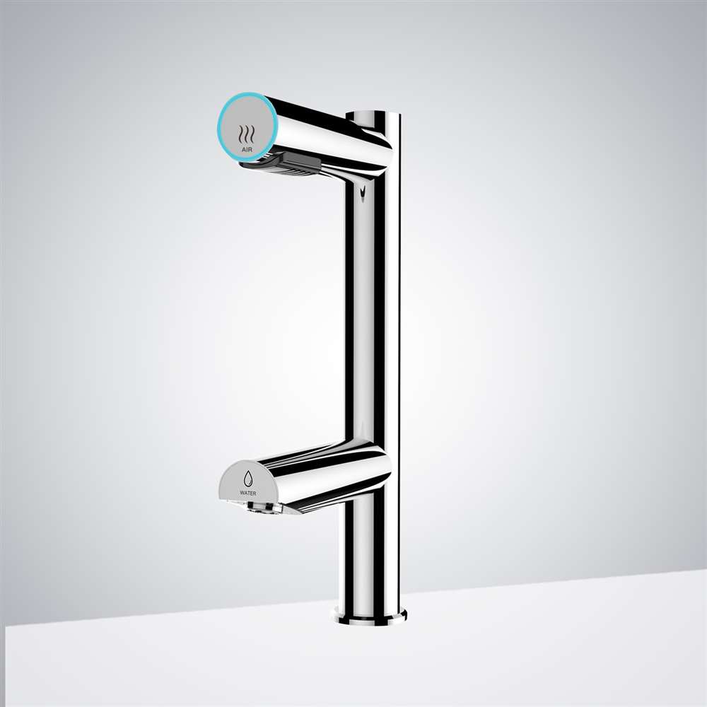 Fontana Stylish Deck Mounted Commercial Touchless Sensor Chrome Faucet and Hand Dryer