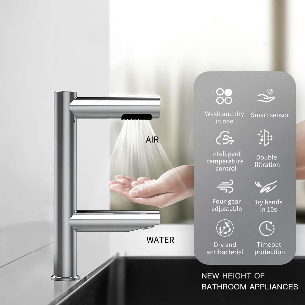 Fontana Stylish Deck Mounted Commercial Touchless Sensor Chrome Faucet and Hand Dryer