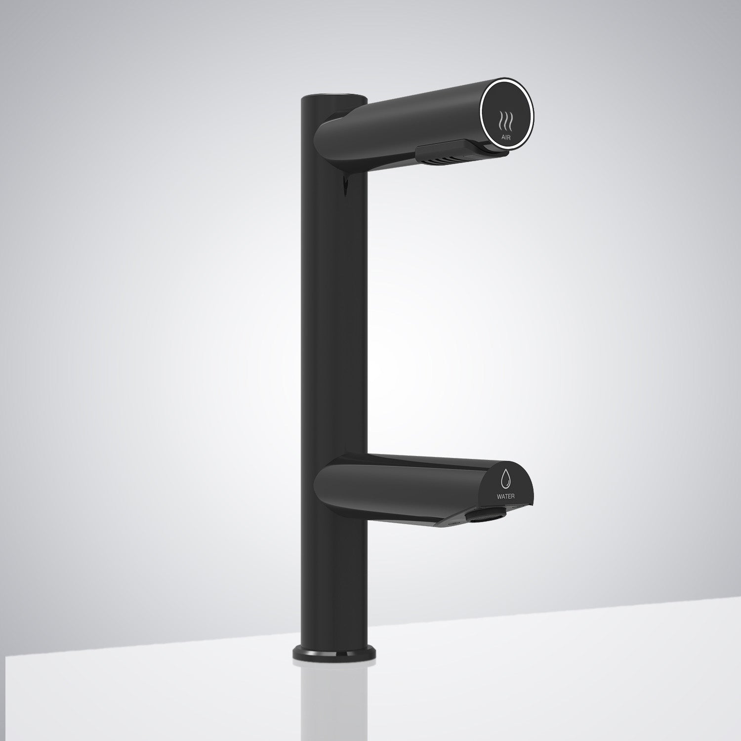 Fontana Stylish Deck Mounted Commercial Touchless Sensor Matte Black Faucet and Hand Dryer