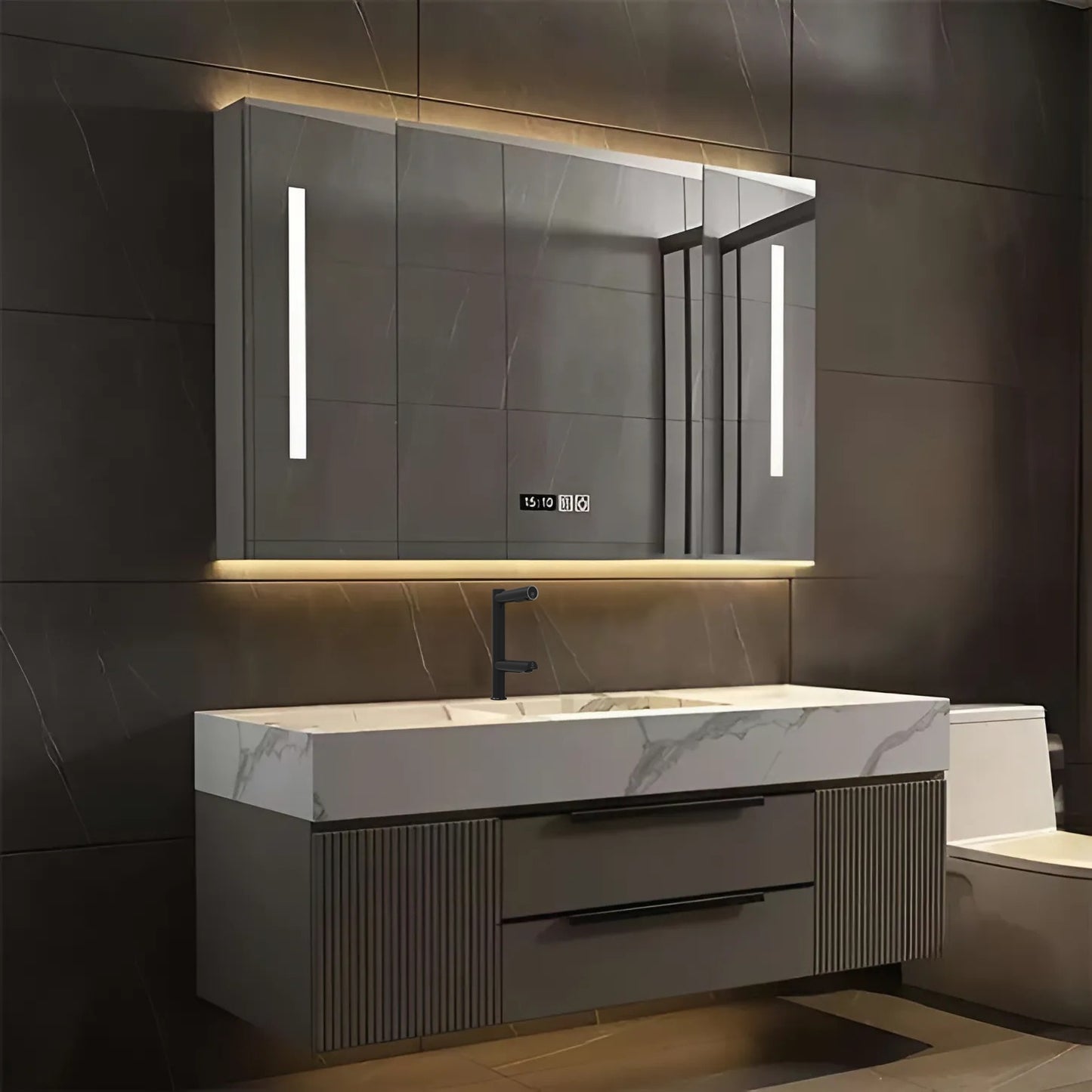 Fontana Stylish Deck Mounted Commercial Touchless Sensor Matte Black Faucet and Hand Dryer