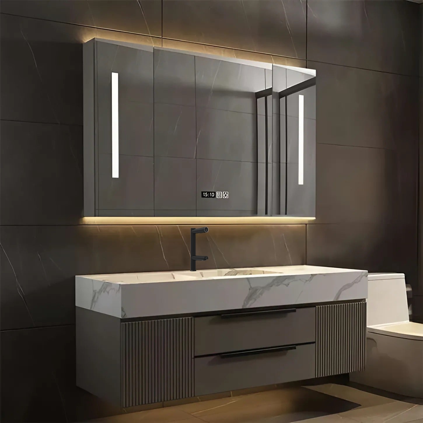 Fontana Stylish Deck Mounted Commercial Touchless Sensor Matte Black Faucet and Hand Dryer