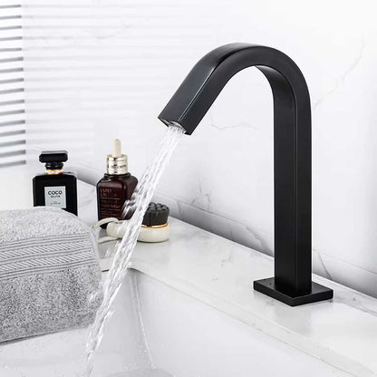 Fontana Tafalla Single Hole Automatic Smart Sensor Deck Mounted Matte Black Waterfall Faucet