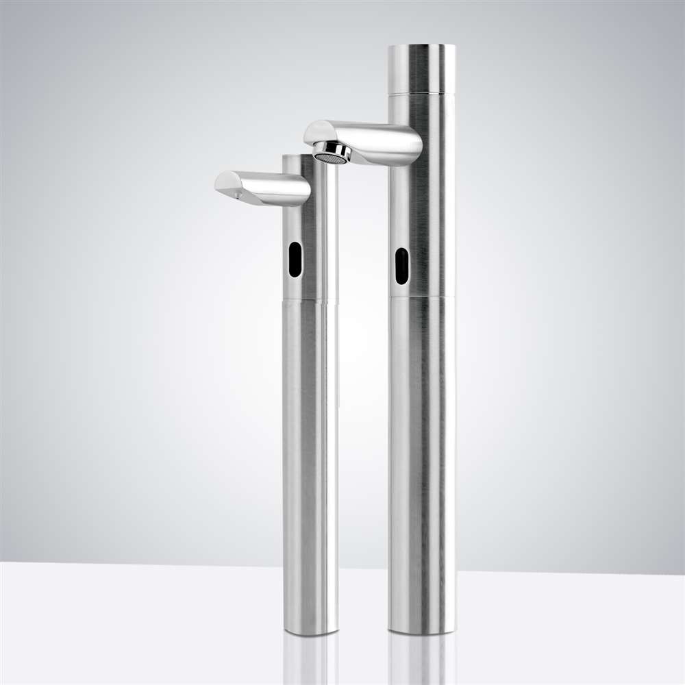 Fontana Tall Commercial Automatic Touch-Free Sensor Chrome Faucet and Soap Dispenser