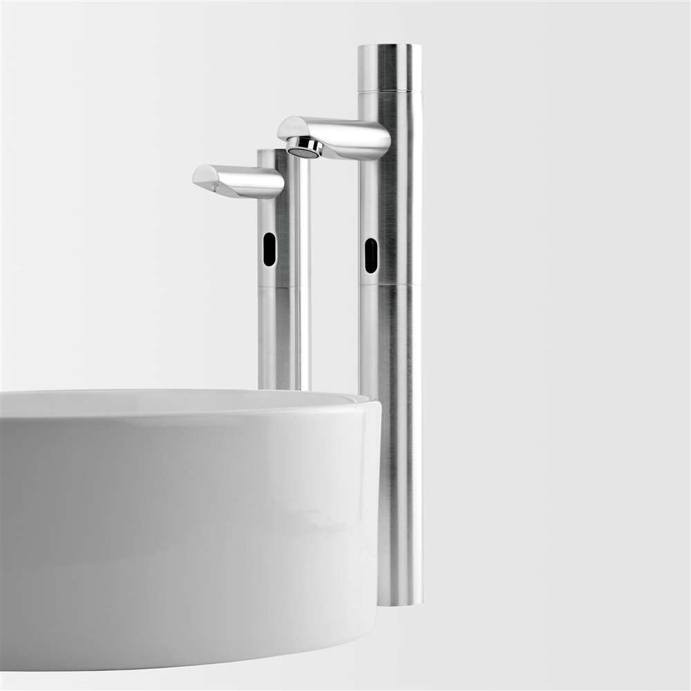 Fontana Tall Commercial Automatic Touch-Free Sensor Chrome Faucet and Soap Dispenser