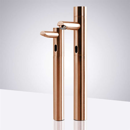 Fontana Tall Commercial Automatic Touch-Free Sensor Rose Gold Faucet and Soap Dispenser