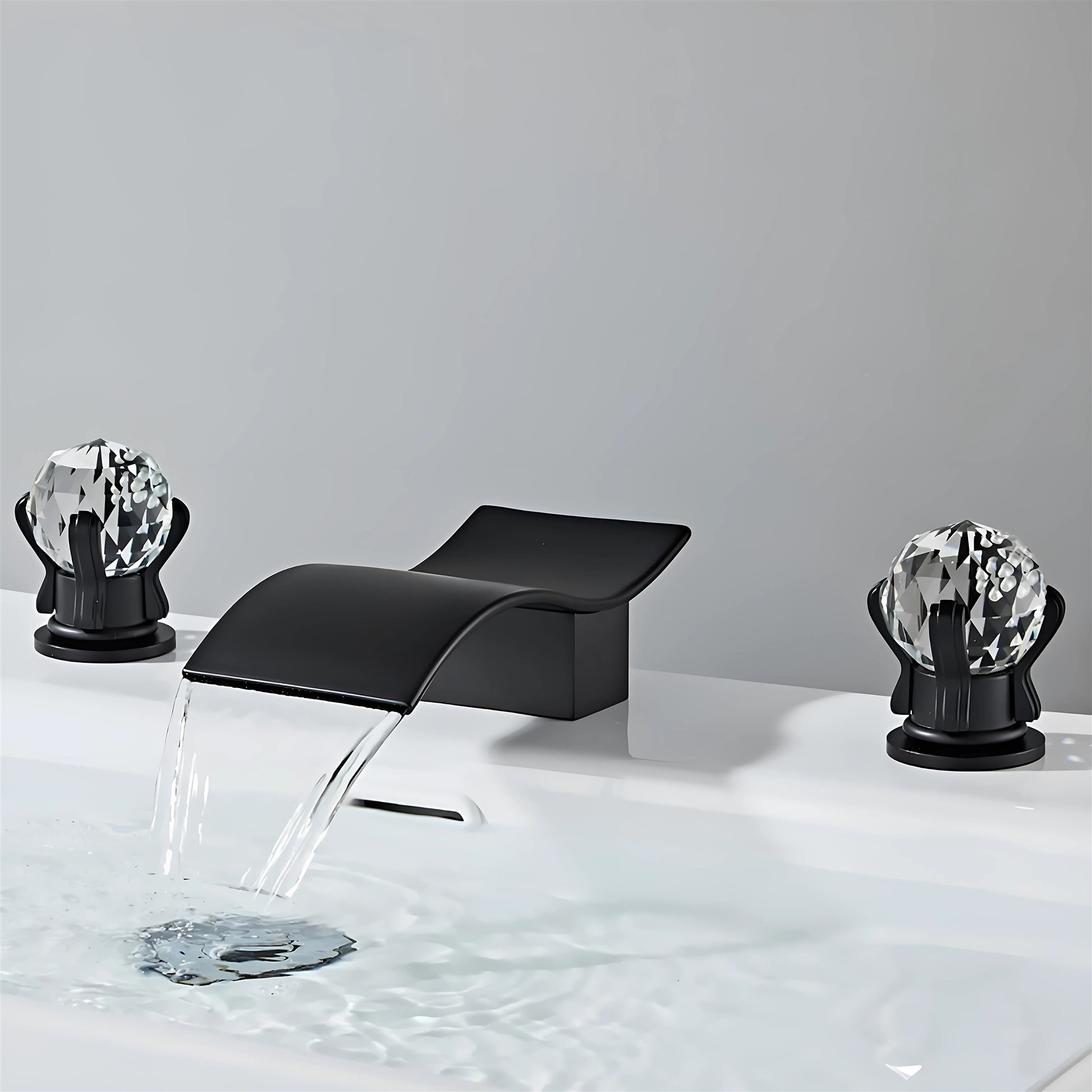 Fontana Teruel 8" Widespread Dual Handle Deck Mounted Hot and Cold Matte Black Bathtub Faucet