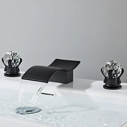 Fontana Teruel 8" Widespread Dual Handle Deck Mounted Hot and Cold Matte Black Bathtub Faucet