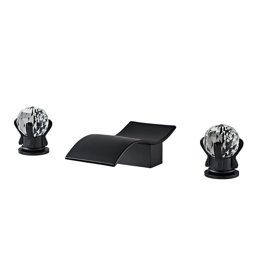 Fontana Teruel 8" Widespread Dual Handle Deck Mounted Hot and Cold Matte Black Bathtub Faucet