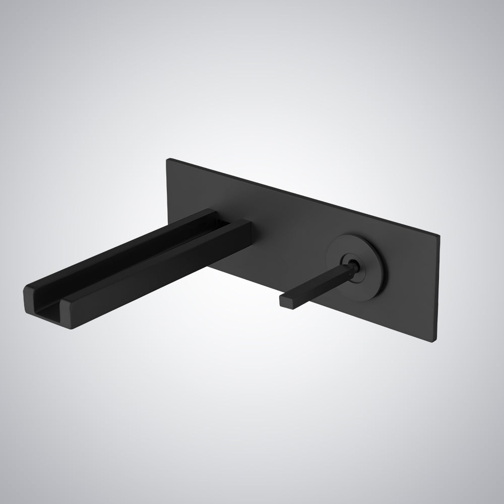 Fontana Totana 2-Hole Mount Single Handle Wall Mounted Matte Black Waterfall Faucet