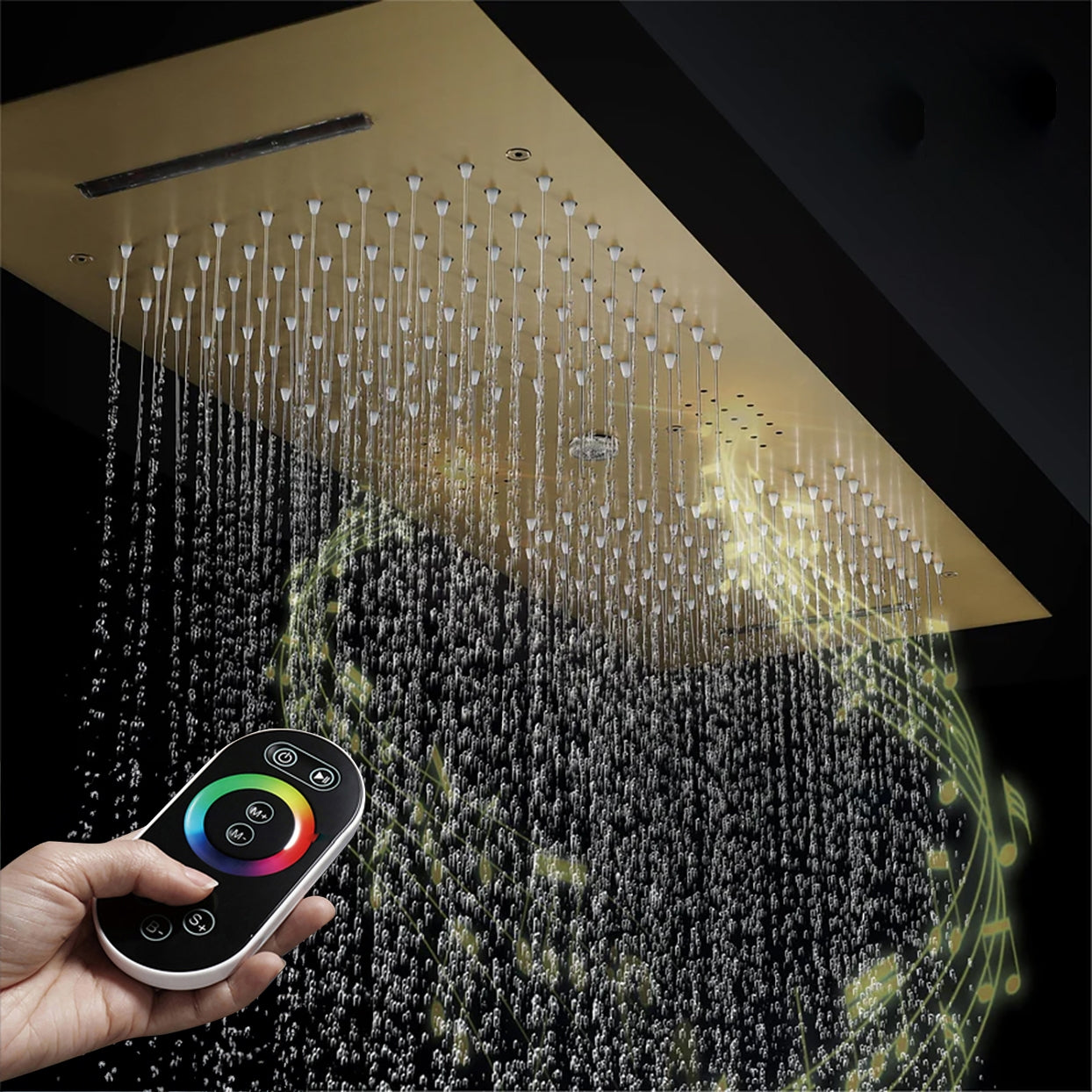 Fontana Tranquil Flow Remote Control LED Brushed Gold Ceiling Mounted ...